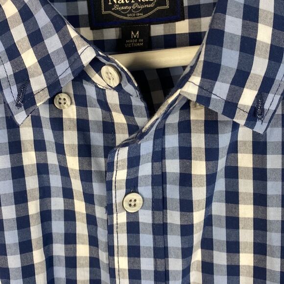 Nat Nast Luxury Long Sleeve Button Down Shirt Blue White Plaid Size M - Picture 4 of 11